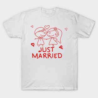 Just Married Matching Couple Valentines Day Gift T-Shirt